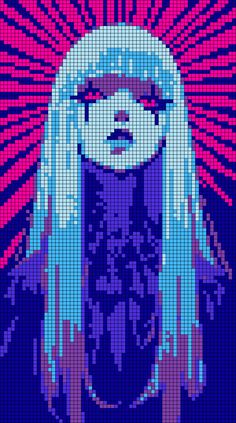 a pixelated image of a woman with long hair