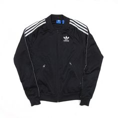 ADIDAS Jacket Black Track Womens XS Casual Fitted Track Jacket For College, Adidas Logo Outerwear For Sports Season, Fitted Black Cotton Track Jacket, Urban Outerwear With Three Stripes And Long Sleeves, Adidas Logo Long Sleeve Outerwear For Streetwear, Adidas Long Sleeve Outerwear For Streetwear, Black Track Jacket With Three Stripes For Outdoor, Sporty Crew Neck Track Jacket For Streetwear, Fitted Three Stripes Track Jacket For Streetwear