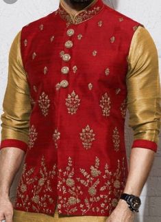 This rawsilk Nehru Jacket comes with Resham and Zari embroidery and pearl highlights. Includes- Nehru jacket with raw silk kurta set. Colour options available for kurtas set and Nehru jacket . Customisation available. Any queries plz WhatsApp us on +918291343471 Chanderi Sherwani With Zari Work For Festivals, Designer Raw Silk Sherwani Straight Kurta, Designer Raw Silk Sherwani In Straight Kurta Style, Festival Sherwani With Zari Work In Chanderi, Long Sleeve Raw Silk Kurta With Zari Work, Festive Gold Chanderi Bandhgala, Ceremonial Raw Silk Kurta With Zari Work, Semi-stitched Chanderi Sherwani With Long Sleeves, Ceremonial Raw Silk Kurta With Cutdana