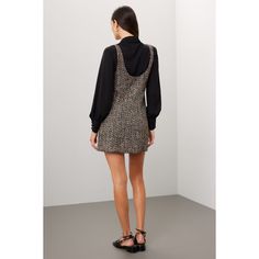 Black tweed (100% Polyester). Sheath. Long sleeves. Collar. Side zipper closure. 33" from shoulder to hemline. Imported. Black Tweed, Rent The Runway, Tweed Dress, Closet Designs, Polished Look, Side Zipper, Confetti, Long Sleeves, Zipper