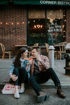 NYC West Village Engagement Nyc Pizza Photoshoot, Brooklyn Couple Photoshoot, Couple Pizza Photoshoot, Couple Photoshoot Ideas City, Engagement Photos City Urban, West Village Photoshoot, Nyc Photoshoot Ideas Couple, Pizza Shop Engagement Photos, Engagement Photos Brooklyn