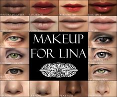 the makeup for luna collection is shown in various colors and shapes, including green eyes