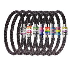 Show off your Nonbinary pride in style with this stunning braided leather rope-style bracelet. Made with genuine leather and a handcrafted stainless steel silver magnetic clasp, with vibrant Enby Pride colored enamel stripes. Magnetic hidden safety-clasp 7.5 inches (19 cm) inner circumference around wrist Lgbtq Flag, Pride Jewellery, Pride Makeup, Pride Bracelet, Asexual Pride, Pride Colors, Magnetic Bracelet, Enamel Paint, Bracelet Clasps