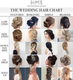 the wedding hair chart for different styles