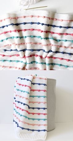 two knitted blankets sitting next to each other