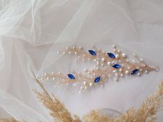 Blue Tiara, Headband Pearl, Hair Piece Wedding, Prom Hairstyle, Prom Hair Accessories, Pearl Hair Vine, Wedding Hair Piece, Blue Headband, Bridal Hair Piece