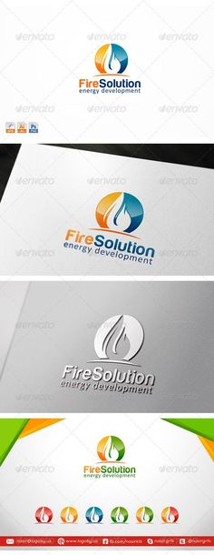 four different logos for fire solution