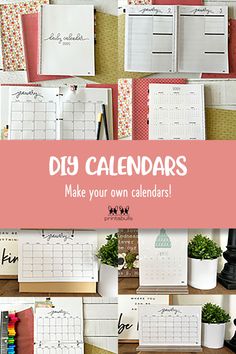 Use any of our hundreds of FREE printable calendars and these DIY calendar tutorials to print and make your own homemade calendar. Diy Calendar Binding, Diy Calendars, Homemade Calendar, Free Printable Calendars, Flip Calendar, Make Your Own Calendar, Binding Machine, Printable Calendars