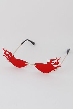 Hot Flame Sunglasses Red Flame Sunglasses, Fire Themed Accessories, Flame Bachelorette, Red Rimless Sunglasses For Party, Festival Cat Eye Tinted Sunglasses, Festival Tinted Glass Sunglasses, Fire Themed Outfits, Flames Outfit, Flame Outfit