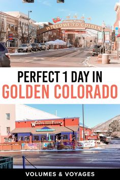 two pictures with the words perfect day in golden colorado