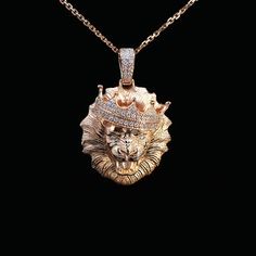 This silver pendant showcases a majestic lion's head adorned with a crown, symbolizing power and authority, while the crown itself is iced out with brilliant white D color VVS moissanites. The combination of the regal lion and the sparkling crown creates a bold and luxurious statement piece, perfect for those who embrace their inner strength and royalty. Material: Silver 925 Colours: White, Yellow, Pink Gemstone: Moissanite D/VVS Gemstone Quantity: 68 pieces Finishing: Handmade and all stones se Lion Pendant, King Of The Jungle, Luxe Jewelry, Pink Gemstones, Inner Strength, Handmade Jewellery, Stone Settings, Silver 925, Silver Pendant