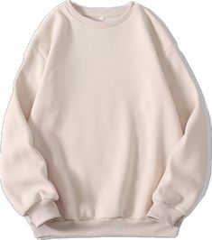 Beige Crew Neck Winter Sweatshirt, Beige Crew Neck Sweatshirt For Winter, Beige Crew Sweatshirt For Winter, Casual Solid Color Crew Neck Hoodie, Cotton Crew Neck Hoodie In Solid Color, Cotton Hoodie With Crew Neck In Solid Color, Sporty Solid Color Winter Tops, Casual Hoodie With Crew Neck, Sporty Long Sleeve Beige Sweater