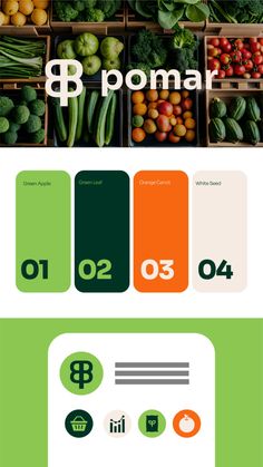 a bunch of fruits and vegetables are shown in this infographtion page, with the words b pomar below it