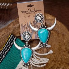 Retro Bohemian Western Bull Head Earrings Water Drop Turquoise Make a statement with these bull head earrings with tear drop turquoise. Made from silver alloy and turquoise Anthropologie Jewelry Earrings, Bull Cow, Bull Head, Cow Head, Western Aesthetic, Turquoise Crystal, Bull Skull, Bull Skulls, Skull Earrings