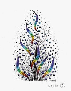 a drawing of a multicolored tree with bubbles