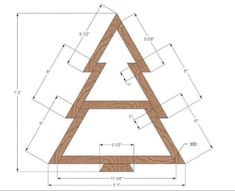 a wooden triangle is shown with measurements for the top and bottom pieces, including two sides