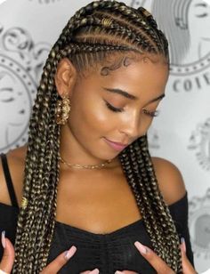 7 Cornrows Braids Black Women, Feed In Braids Cornrows Styles, Women’s Braids, Simple Braiding Styles, Fulani Braids Large, Large Fulani Braids, Unique Box Braids, Cornrow Braids Ideas, Big Fulani Braids