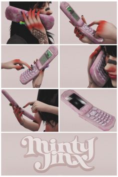 a collage of photos showing different types of cell phones and hands holding them together