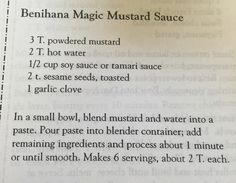 an open book with instructions on how to make magic mustard sauce