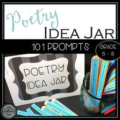 the poetry idea jar is filled with books and pencils for students to practice their writing skills