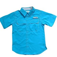 Brand: Columbia Item: Pfg Shirt, Short Sleeve, Vented Back, Button Front Color: Turquoise Blue Size: Small (8) Condition: Nwot | Never Worn Outdoor Blue Cotton Tops, Blue Cotton Tops For Outdoor, Blue Collared Outdoor Shirt, Blue Collared Shirt For Outdoor, Solid Summer Shirt For School, Blue Short Sleeve School Shirt, Outdoor Blue Top With Button Closure, Blue Outdoor Top With Button Closure, Blue Tops With Button Closure For Outdoor