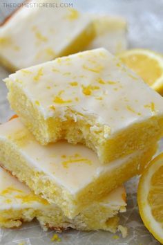 lemon bars stacked on top of each other