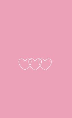 three hearts on a pink background with the word love written in white font below them