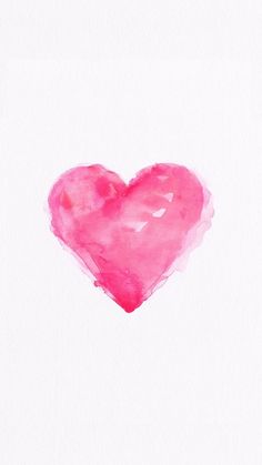 a watercolor painting of a pink heart