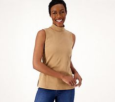 A mock neckline and sleeveless silhouette gives this cotton tank top a must-wear vibe. It won't remain in your closet for long! From Isaac Mizrahi Live!TM. Mock Neck Tank, Short Women Fashion, Short Women, Isaac Mizrahi, Mock Neckline, Mock Turtleneck, Cotton Tank Top, Pima Cotton, Mock Neck