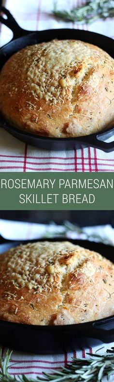 rosemary parmesan skillet bread in two pans