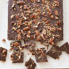 chocolate bark with nuts and pecans on top