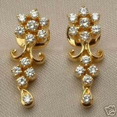 Dimond Earrings, Simple Diamond Jewelry, Diamond Jhumkas, Small Gold Hoop Earrings, Gold Mangalsutra Designs