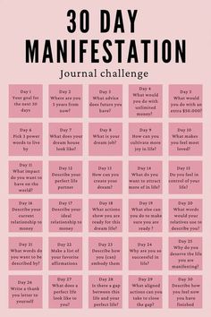 30 Day Journal Challenge Healing, Manifesting In Journal, How To Create A Manifestation Journal, How To Manifest Good Health, Manifestation Writing Prompts, 35 Journal Prompts, 30 Day Manifesting Challenge, Manifesting In 2025, 30 Self Care Challenge