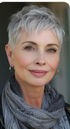 Short Grey Hair Over 50, Pixie Haircut With Bangs, Haircut Gray Hair, Best Haircuts For Women, Shaved Hair Cuts, Short White Hair, Bold Women