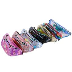 Lyte Up your night with a light up fanny pack! Material: The pack is made of a colorful polyester. The strap is lightweight polypropylene with a plastic buckle clip. The el wire is carefully stitched onto each pack making it durable and long lasting! Fanny Pack Color Options: Navy Blue, Pink, Red, Green, Silver. Each bag has a matching el wire stitched on. El Wire: 3 modes: on, blinking and off. Battery Pack: The small battery pack is 3”L x 1”H and is placed within its own sleeve inside of the m 90s Outfit Ideas, Bridesmaid Groomsmen Gifts, Iridescent Fabric, Personalized Bow, Fanny Bag, Hip Pack, Bachelorette Outfits, Circle Monogram, 90s Outfit