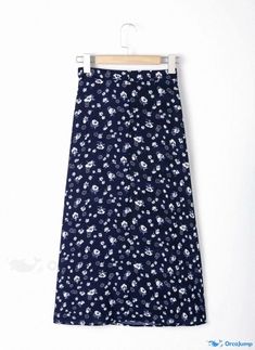 Orcajump - High-Waisted Slim-Fit Floral Printed Midi Skirt with a Trendy Print Design Printed Midi Skirt, Trendy Prints, Types Of Skirts, Floral Printed, A Line Skirt, A Line Skirts, Midi Skirt, A Line, Print Design