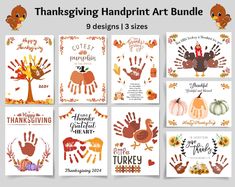 the thanksgiving handprint art bundle is shown