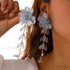 Lasaky - Fun and Feminine Scallop Flower Tassel Earrings for Any Occasion Earrings Y2k, Gray Earrings, Y2k Jewelry, Orange Earrings, Acrylic Flowers, Long Pendant, Colorful Boho, Blue Earrings, Flower Necklace