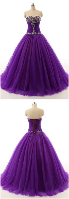 Purple Beaded Top Sweetheart Long Tulle Wedding Dress. Purple Color Wedding Dress for Plus Size Bride, Second Wedding and Older Bride. Purple Fitted Ball Gown For Prom Season, Purple Fitted Ball Gown For Prom, Purple Fitted Tulle Ball Gown, Fitted Purple Ball Gown With Sweetheart Neckline, Purple Ball Gown For Prom, Purple Sweetheart Neckline Ball Gown For Prom, Purple Tulle Ball Gown For Quinceanera, Purple Ball Gown With Fitted Bodice For Prom, Purple Ball Gown With Sweetheart Neckline For Prom