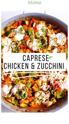 the cover of caprese, chicken and zucchini cookbook is shown