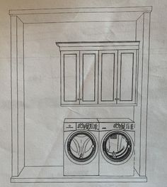 a drawing of a washer and dryer sitting in front of each other on a piece of paper