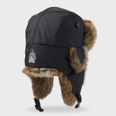 Men's AKHG Ushanka Fur Trapper Hat Windproof Outdoor Hat With Ear Flaps, Waterproof Winter Hats For Outdoor Activities, Black Windproof Hats For Hiking, Black Winter Camping Hat, Winter Waterproof Adjustable Hats, Adjustable Waterproof Winter Hats, Waterproof Adjustable Winter Hats, Functional Windproof Hats For Winter Sports, Weatherproof Hat For Winter Outdoor Activities