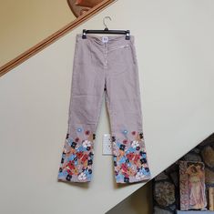 "Vintage inspired cropped pants by urban outfitters w subtle flare cut ~ high rise zipper closure ~ feels like a soft denim ~ 1 faux zipped pocket ~ no visible flaws ~  tage size 30 see measurements below * * Measurements taken in inches with the garment lying flat: double the armpit, waist, and hips! * * Waist 15\" Hips 17\" Rise 10\" Inseam 24\" Length 35\" * * * P.S. When purchasing vintage apparel it's normal to expect some natural wear of the item due to the age of the garment and its previ Vintage Stretch Jeans For Spring, Spring Vintage Stretch Jeans, Vintage Relaxed Fit Flare Jeans For Spring, Vintage Spring Flare Jeans In Relaxed Fit, Spring Vintage Flare Jeans With Relaxed Fit, Spring Vintage Relaxed Fit Flare Jeans, Vintage Cropped Leg Bottoms For Fall, Vintage High Rise Pants For Spring, Vintage High-rise Pants For Spring