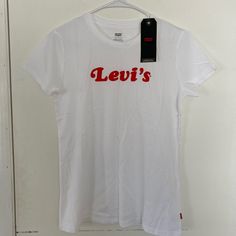 Brand New With Tags Levis Graphic T Shirt. Size Small. Make Me An Offer! Levi's White Short Sleeve Shirt, Levi's White Cotton Top, Levi's White Relaxed Fit Shirt, White Cotton Levi's Top, Casual White Levi's Top, White Levi's T-shirt For Summer, Levi's Red Crew Neck Top, Levi's White Relaxed Fit Top, Levi's White Graphic Tee