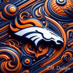 the denver football logo is painted on an orange and black background