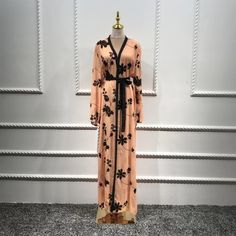 Elegant Muslim Print Abaya Cardigan Maxi Dress Kimono Long Robes Female Vestidos Middle East Ramadan Turkish Islamic Prayer _ - AliExpress Mobile Habits Musulmans, Moda Kimono, Abaya Kimono, Abaya Style, Cardigan Kimono, Printed Robe, Plus Size Cardigans, Abaya Dress