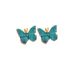 Embrace the beauty of transformation with our Butterfly Earrings. These stunning earrings capture the delicate grace of butterflies, symbolizing growth and new beginnings. Expertly crafted with intricate details, they add a whimsical touch to any outfit, making them perfect for both casual and special occasions. Let the Butterfly Earrings flutter into your jewelry collection and remind you of life's endless possibilities. Material Composition:  Base Metal: 925 Sterling Silver Finish: 18K Gold Plated Color: Hot Turquoise Enamel - Handmade  Care Instructions:  Avoid Exposure: Keep your earrings away from harsh chemicals, perfumes, and lotions to prevent tarnishing and discoloration. Storage: Store your earrings in a cool, dry place, ideally in a jewelry box or pouch, to protect them from scr Elegant Turquoise Butterfly Jewelry, September Birthstone Jewelry, Men's Jewelry Rings, Butterfly Earrings, Jewelry Ring Box, Stunning Earrings, Gifts For New Mums, Pearl Jewellery Earrings, Evil Eye Jewelry