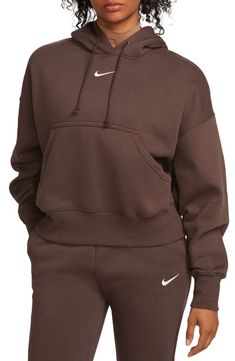 Nike Sportswear Phoenix Fleece Pullover Hoodie | Nordstrom Brown Nike Hoodie, Sweaters Nike, Nike Sportswear Phoenix Fleece, Nike Cropped Hoodie, Nike Quarter Zip, 2024 Wishlist, Nike Brown, Brown Hoodie, Hoodie Aesthetic