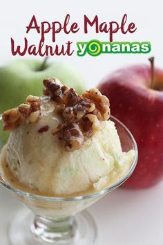 an apple and walnut ice cream in a glass dish