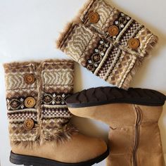 Never Worn. Like 2 Boots In 1, This Cozy Pair Includes Detachable Sweater-Knit And Faux-Fur Cuffs With Cute Button Details. 7" Shaft. Muk Luks Boots, Mukluk Boots, Fleece Boots, Fur Cuffs, Flat Booties, Insulated Boots, Funky Shoes, Knit Boots, Tan Boots